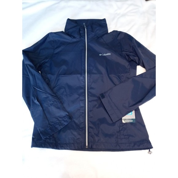 COLUMBIA Switchback™ III  Rain Jacket Navy Blue Hood Pockets Size L - Picture 5 of 16